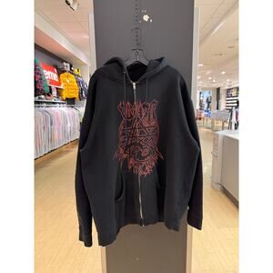 Vomitor Escalation Vintage Metal Band Zip Up Sweatshirt Hoodie Black Red